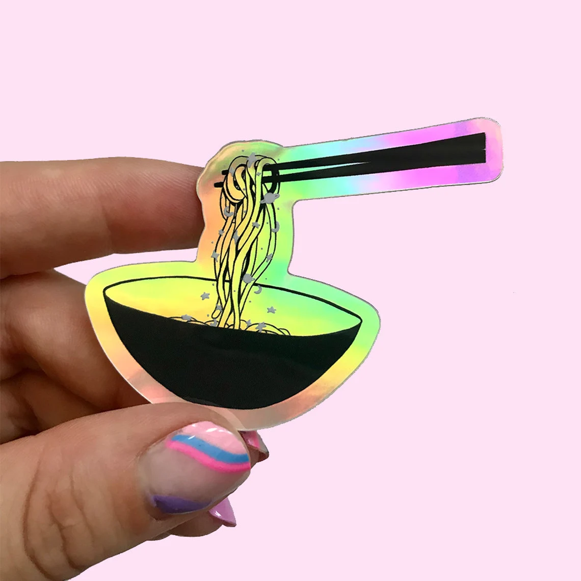 Custom Rainbow Effect Self-Adhesive Waterproof Logo Shiny Laser Holographic Hologram Sticker Car Decals Cartoon Sticker