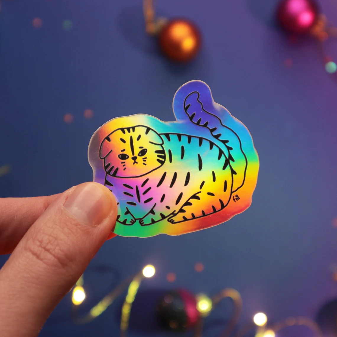 Custom Rainbow Effect Self-Adhesive Waterproof Logo Shiny Laser Holographic Hologram Sticker Car Decals Cartoon Sticker
