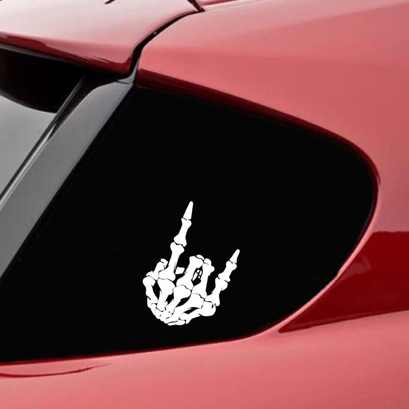 Wholesales Holographic Creative Funny Reaper Middle Bone Car Stickers Hood Personalized Body Car Decals Vinyl Used Car