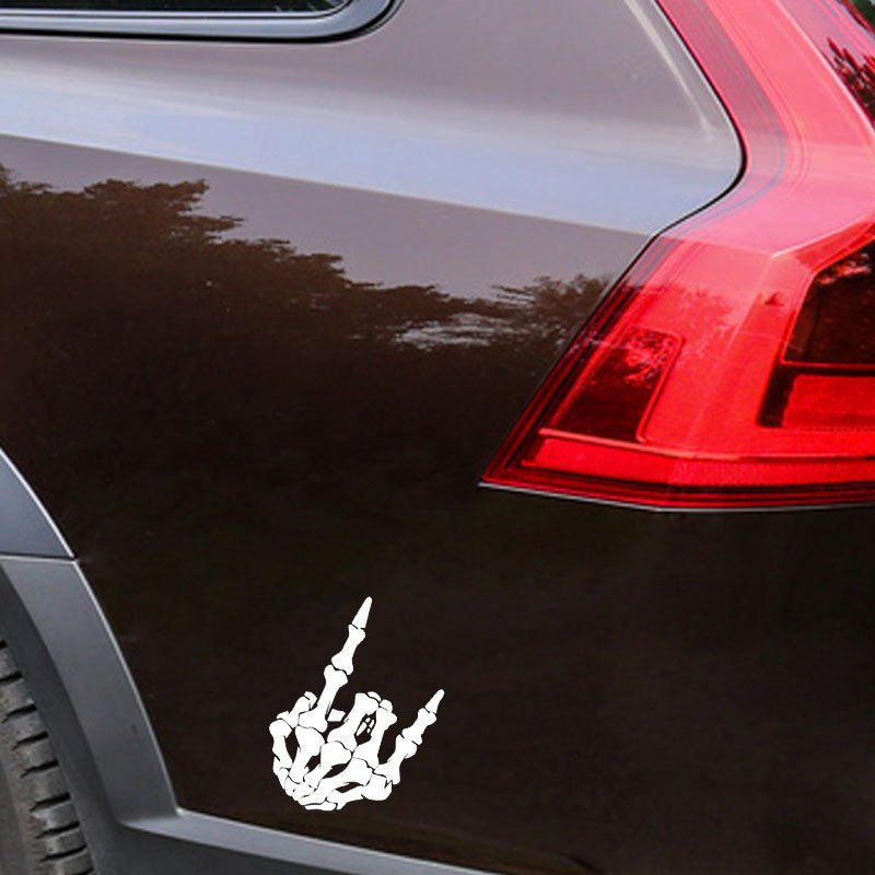 Wholesales Holographic Creative Funny Reaper Middle Bone Car Stickers Hood Personalized Body Car Decals Vinyl Used Car