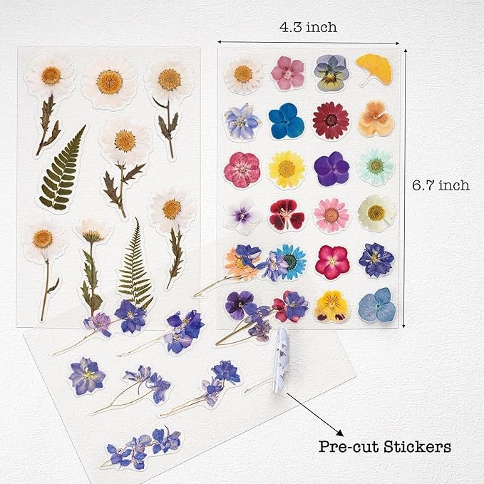 Customization Dried Floral Resin Stickers Decals Botanical Journaling Sticker for Scrapbook Supplies
