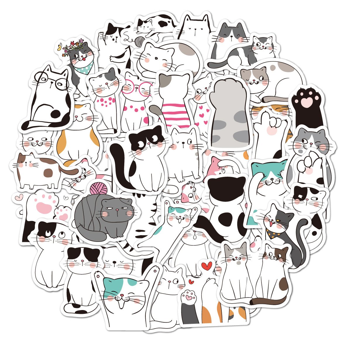 Cute Kitten Cartoon Waterproof Vinyl Sticker for Laptop & Water Cup Children's Craft Gift & Stationery Toy DIY Cat Sticker