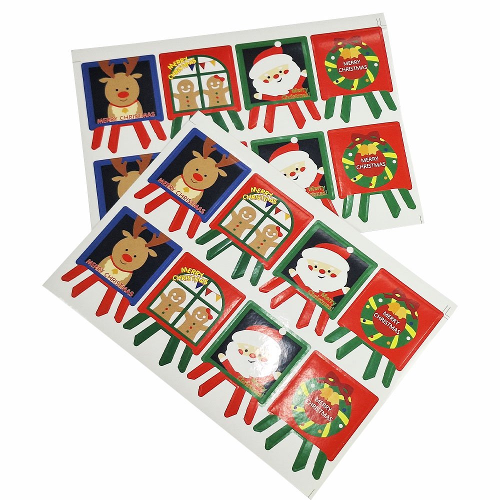 Custom Wholesale Glossy Animal Cartoon Stamps Self-Adhesive Label Christmas Stickers