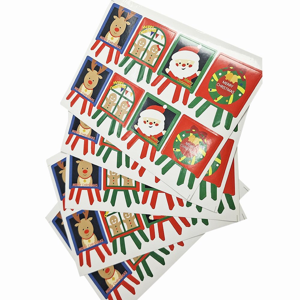 Custom Wholesale Glossy Animal Cartoon Stamps Self-Adhesive Label Christmas Stickers