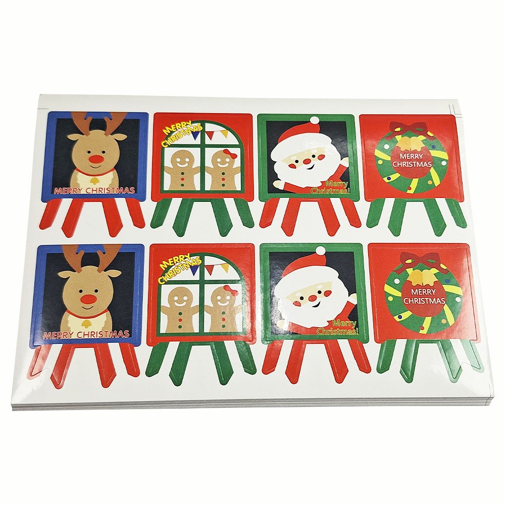 Custom Wholesale Glossy Animal Cartoon Stamps Self-Adhesive Label Christmas Stickers