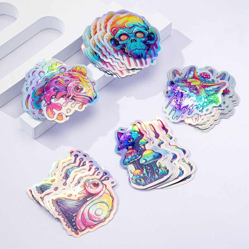 Custom Waterproof Adhesive Reflective Stickers Holographic Digital Printing Logo Label Vinyl Rainbow Hologram Sticker