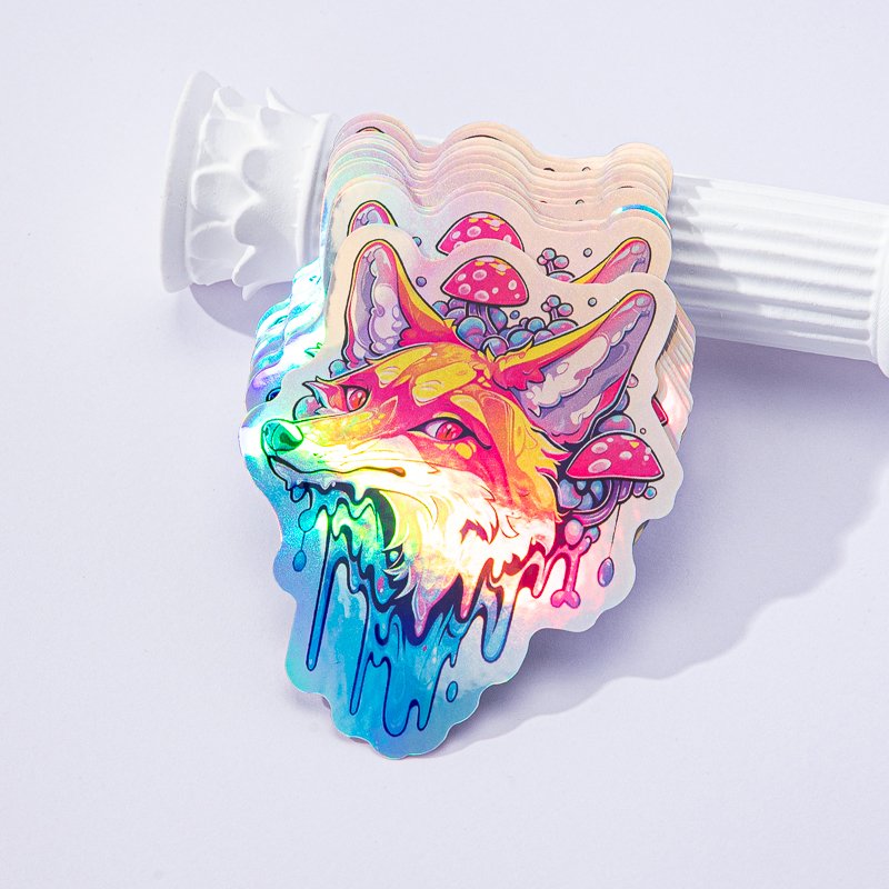 Custom Waterproof Adhesive Reflective Stickers Holographic Digital Printing Logo Label Vinyl Rainbow Hologram Sticker