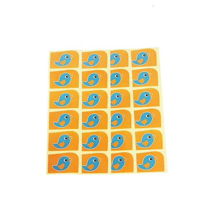 Hot Sale Custom Printing Adhesive Label Toy Sticker Sheet Kiss Cut Cartoon Bird Sticker