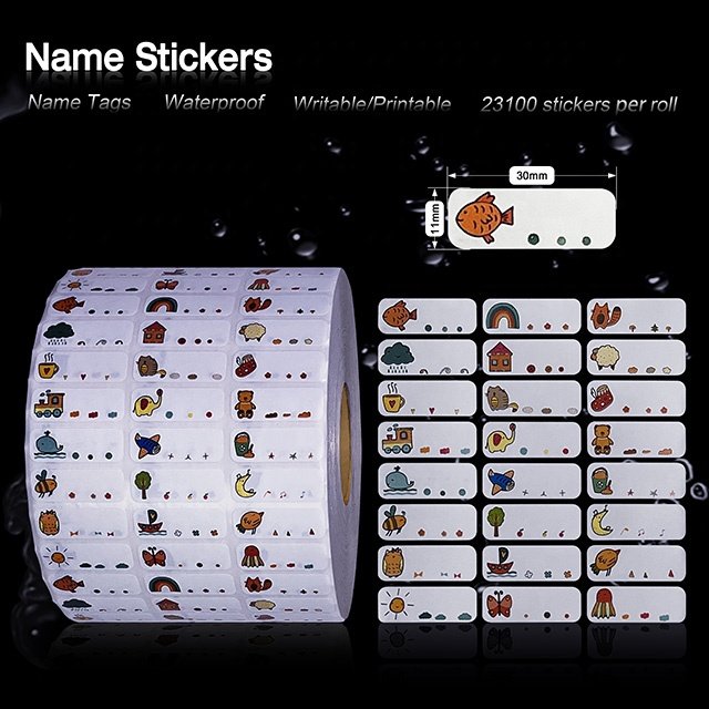 Cartoon Tags Labels Animal Date Sticker Waterproof Write On for School Cup Pencil Baby Bottle Printable Name Stickers