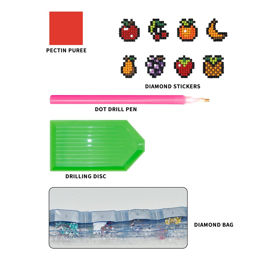 New hot selling children's fruit diamond painting 5d free paste DIY diamond sticker dot diamond sticker