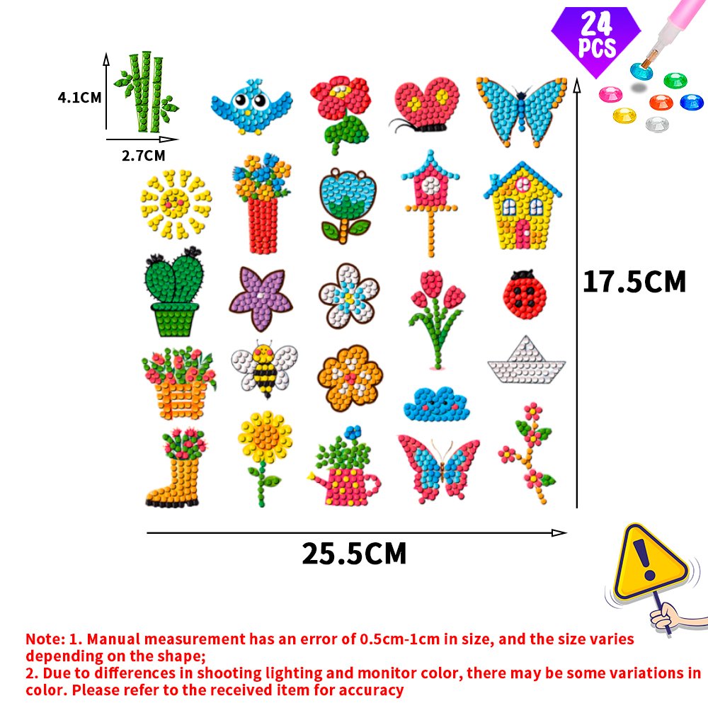 5D DIY Diamond Painting Stickers Cartoon Art Set Beginner Mosaic Stickers Digital Set Children's Crafts 24 Pattern Set