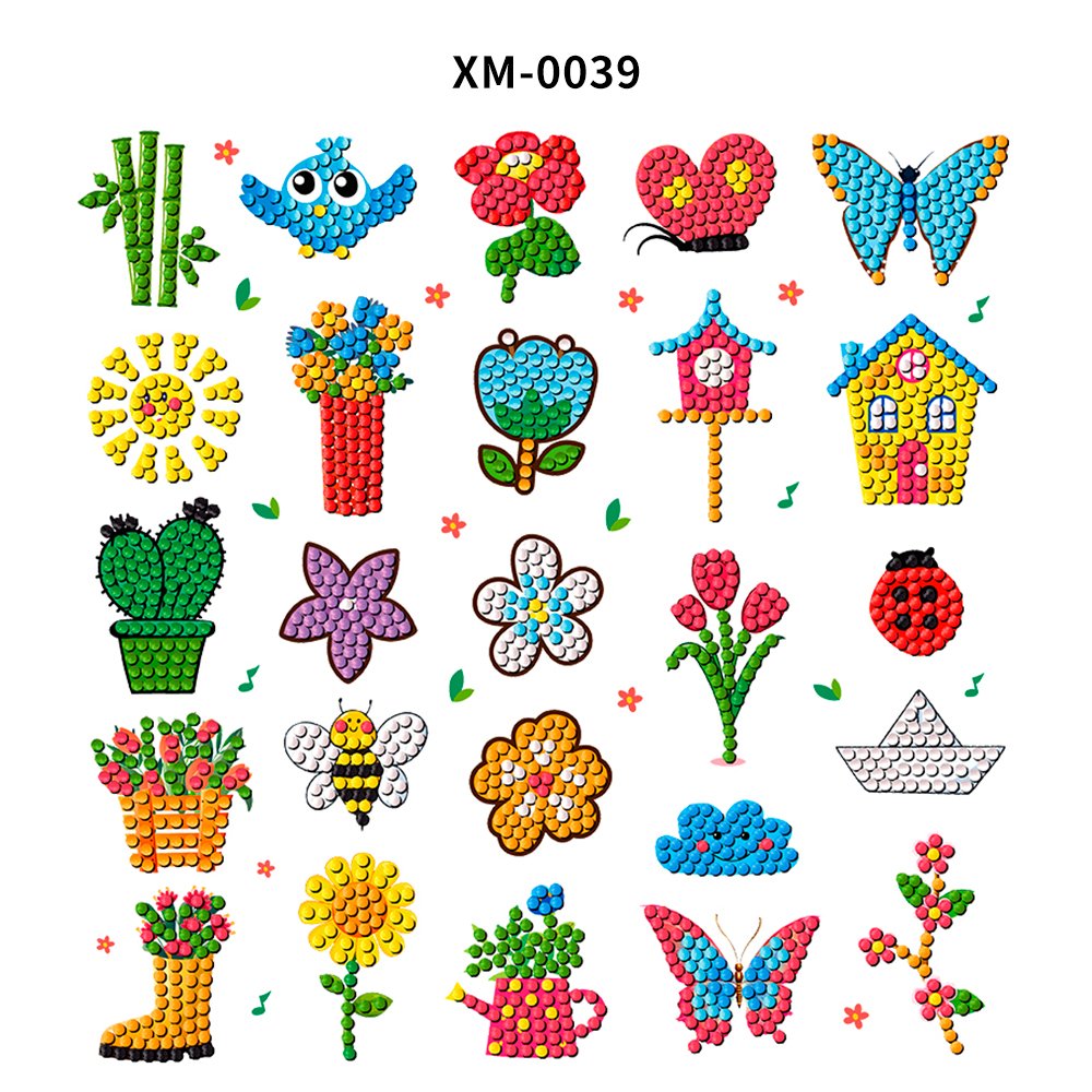 5D DIY Diamond Painting Stickers Cartoon Art Set Beginner Mosaic Stickers Digital Set Children's Crafts 24 Pattern Set