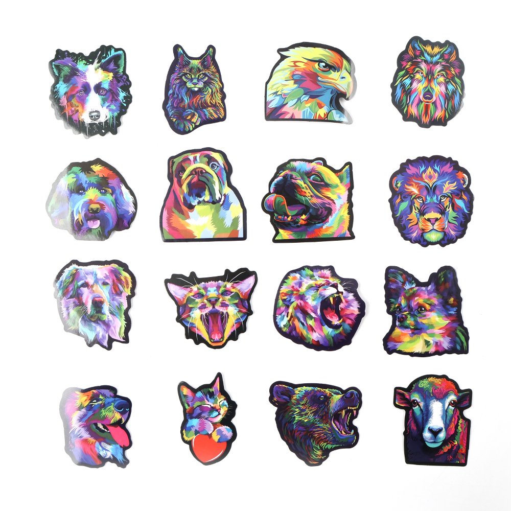 Cute Holographic Cartoon Vinyl Decorative Sticker For Refrigerator Luggage Case Skateboard Laptop Cellphone 50Pcs Per Pp Bag