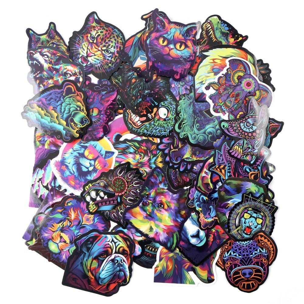 Cute Holographic Cartoon Vinyl Decorative Sticker For Refrigerator Luggage Case Skateboard Laptop Cellphone 50Pcs Per Pp Bag