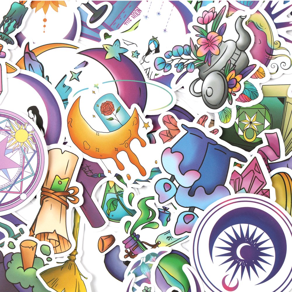 Cute Holographic Cartoon Vinyl Decorative Sticker For Refrigerator Luggage Case Skateboard Laptop Cellphone 50Pcs Per Pp Bag