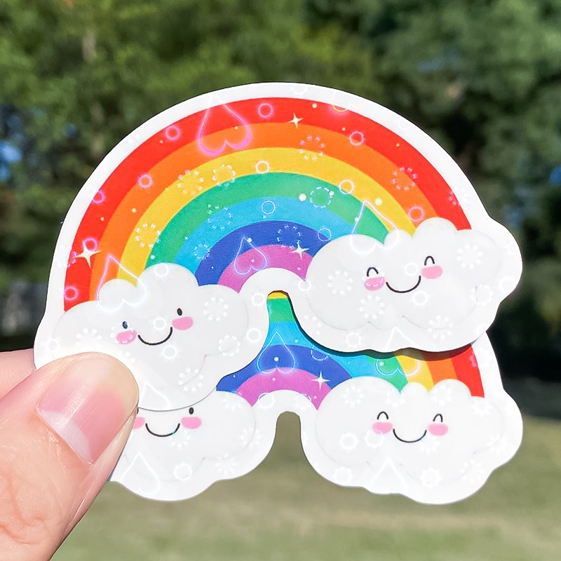 Adhesive Cartoon Custom Printing Rainbow Film Hologram Holographic Star Sticker Sheet