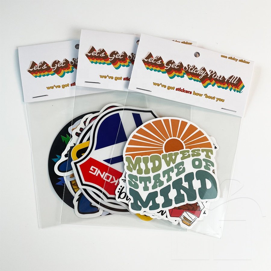 High Quality UV Proof Waterproof Custom Logo Die Cut Sticker Cartoon PVC Vinyl Sticker Pack With Header Card