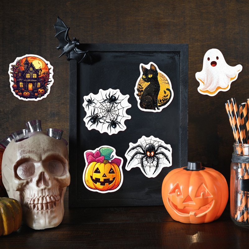 Factory wholesale price High quality wacky Halloween cartoon stickers pumpkin bat Ghost ledger decorated logo
