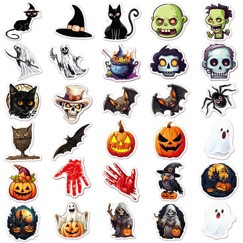 Factory wholesale price High quality wacky Halloween cartoon stickers pumpkin bat Ghost ledger decorated logo