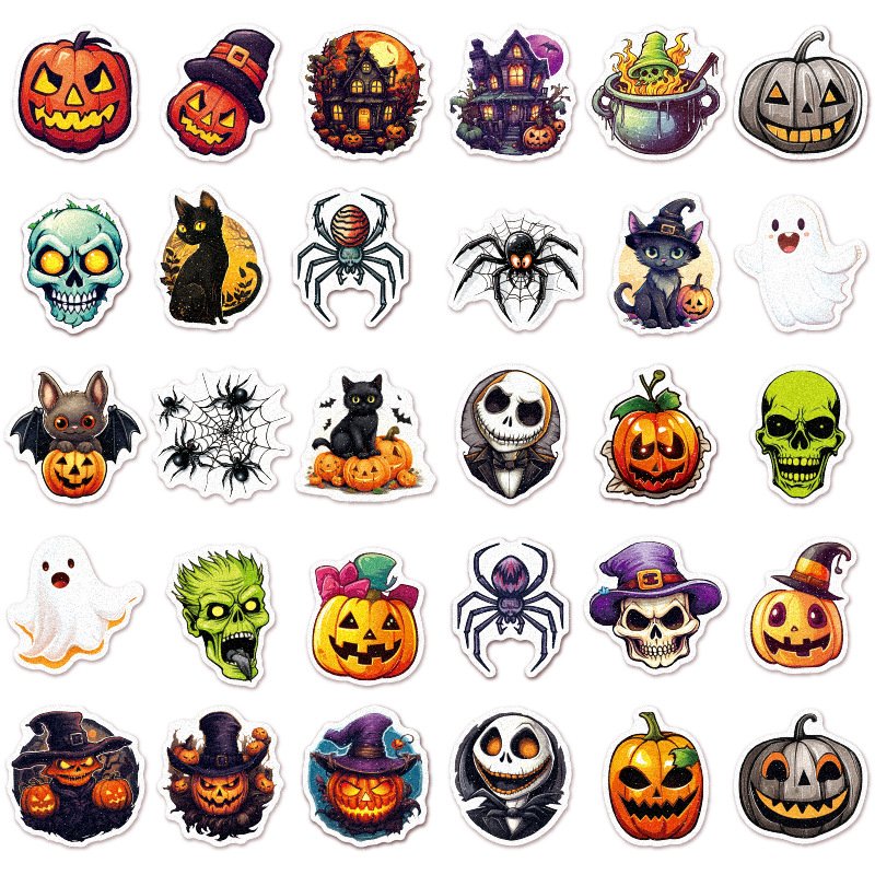 Factory wholesale price High quality wacky Halloween cartoon stickers pumpkin bat Ghost ledger decorated logo