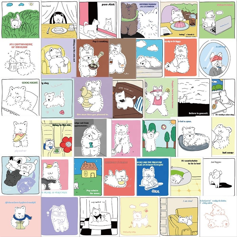 40pcs cute die cut vinyl waterproof cartoon dog animal collection sticker pack for kids luggage bike water bottle laptop diy