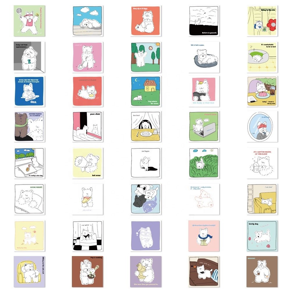 40pcs cute die cut vinyl waterproof cartoon dog animal collection sticker pack for kids luggage bike water bottle laptop diy