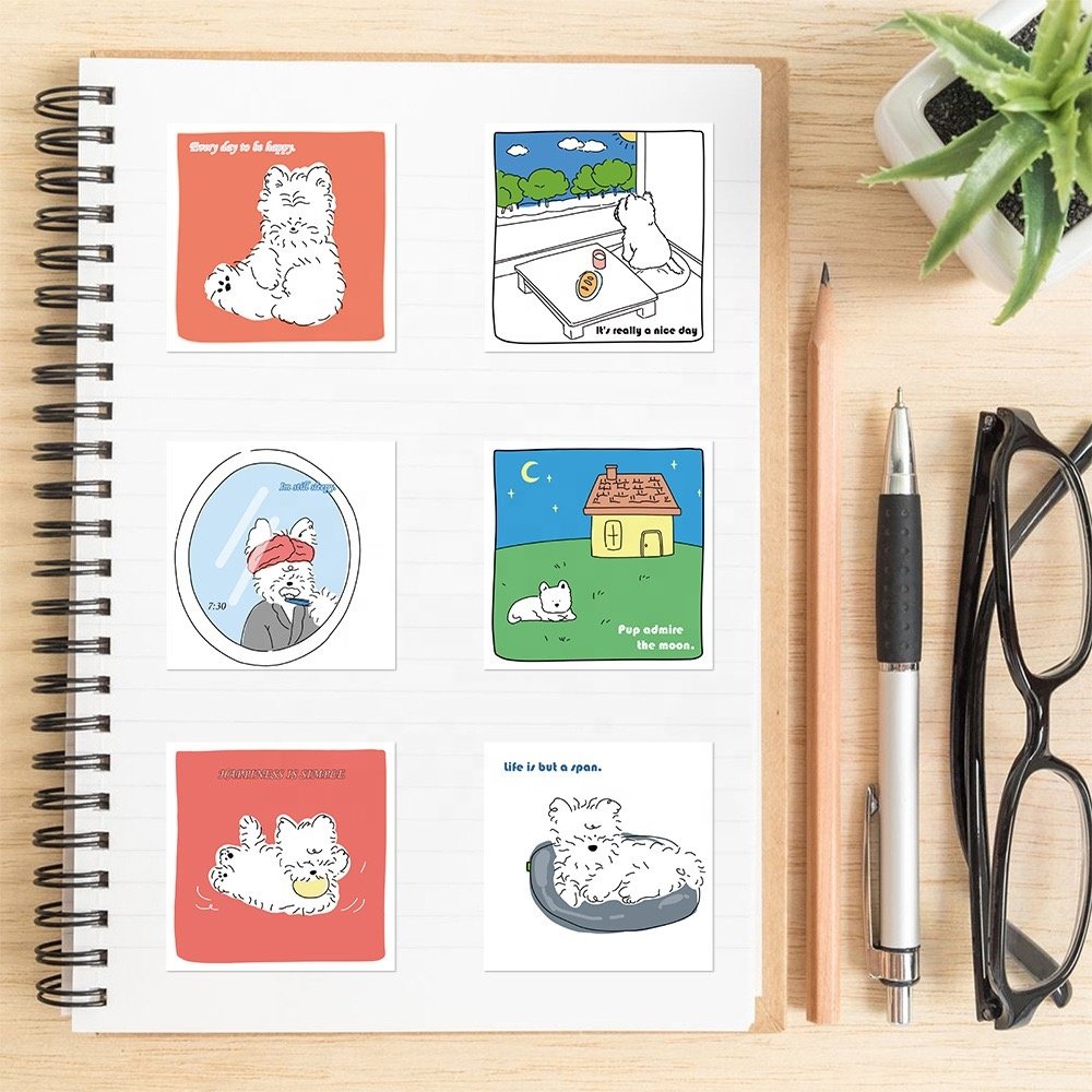 40pcs cute die cut vinyl waterproof cartoon dog animal collection sticker pack for kids luggage bike water bottle laptop diy