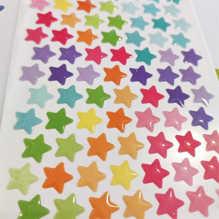 Hot Sale Self-adhesive 3d Colorful Epoxy Mini number heart Star Resin Stickers