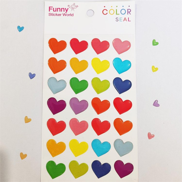 Hot Sale Self-adhesive 3d Colorful Epoxy Mini number heart Star Resin Stickers