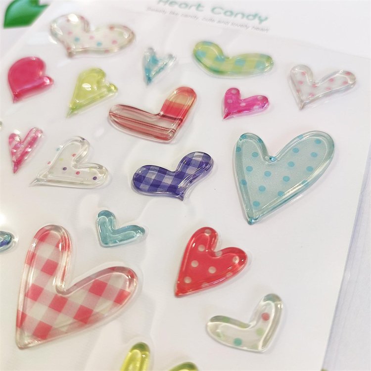 Hot Sale Self-adhesive 3d Colorful Epoxy Mini number heart Star Resin Stickers