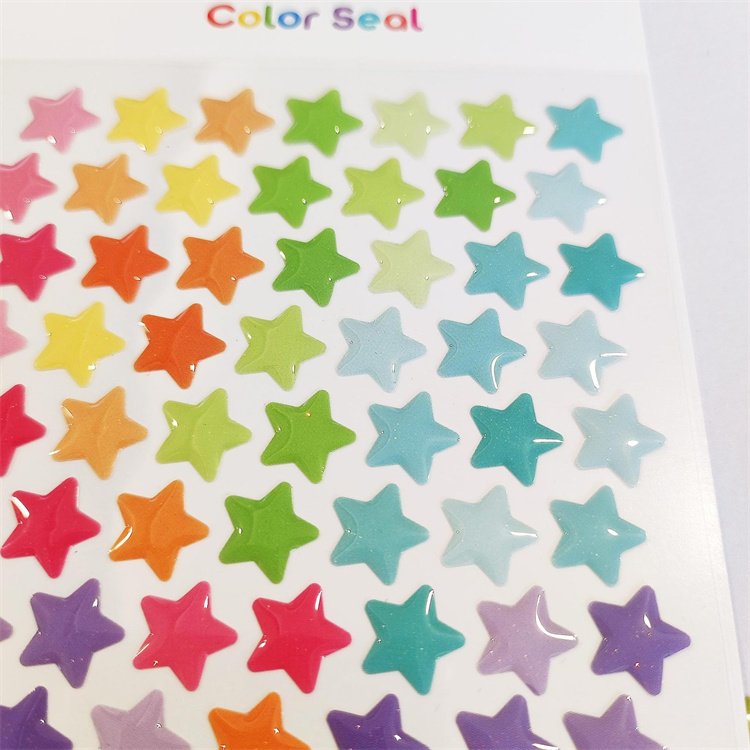 Hot Sale Self-adhesive 3d Colorful Epoxy Mini number heart Star Resin Stickers