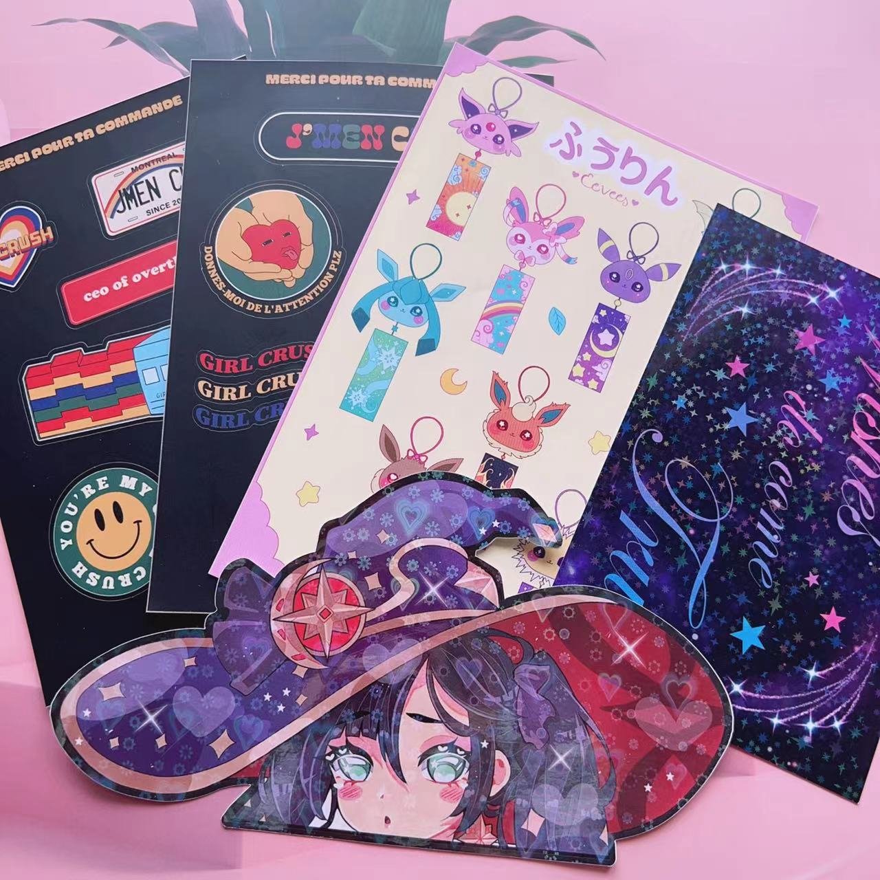 Customized Logo Made Label star heart Holographic Sticker Rainbow Effect Custom design Hologram vinyl Sticker