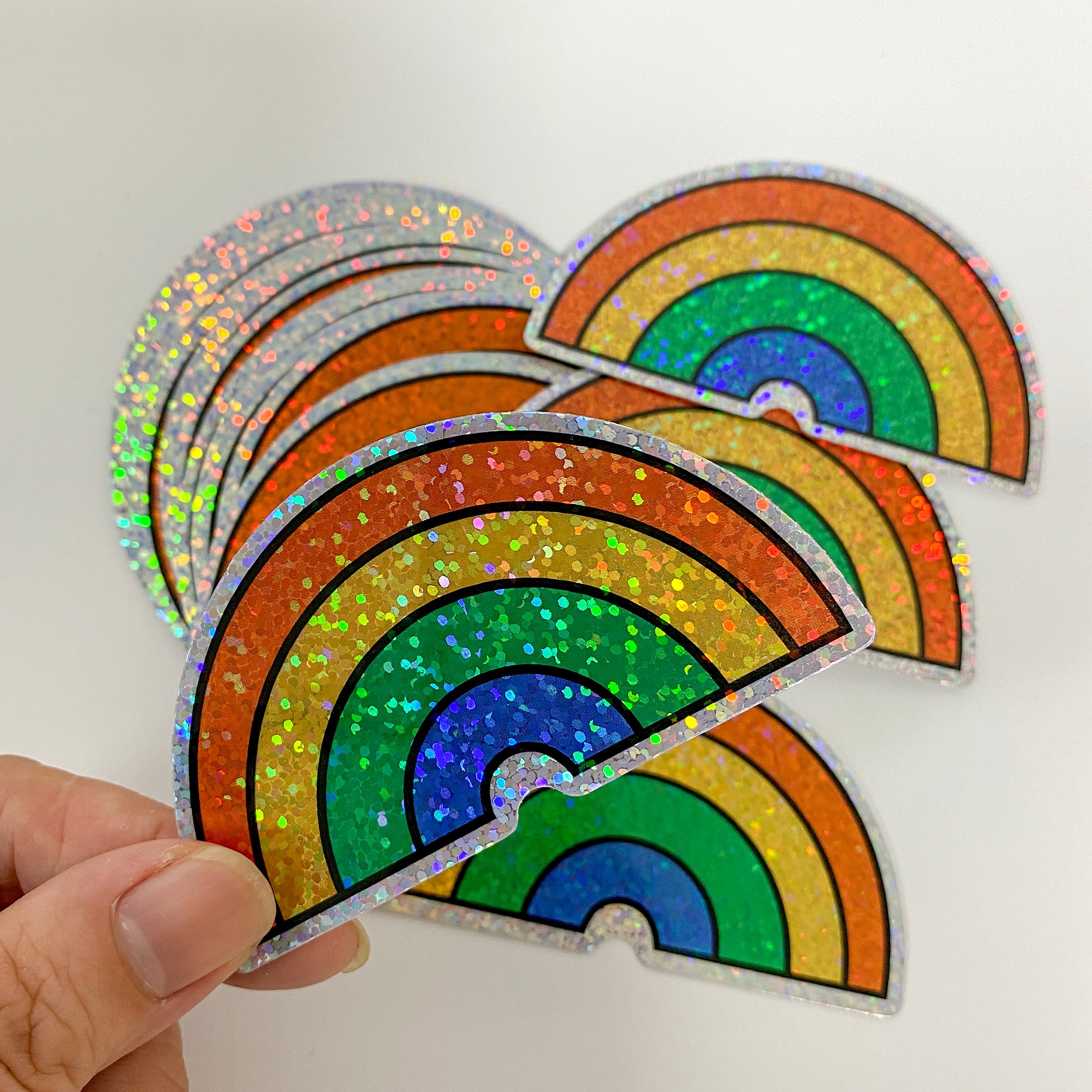 Waterproof Custom Die Cut Cartoon Pvc Vinyl Dot Holographic Sparkle Sticker With Your Own Design