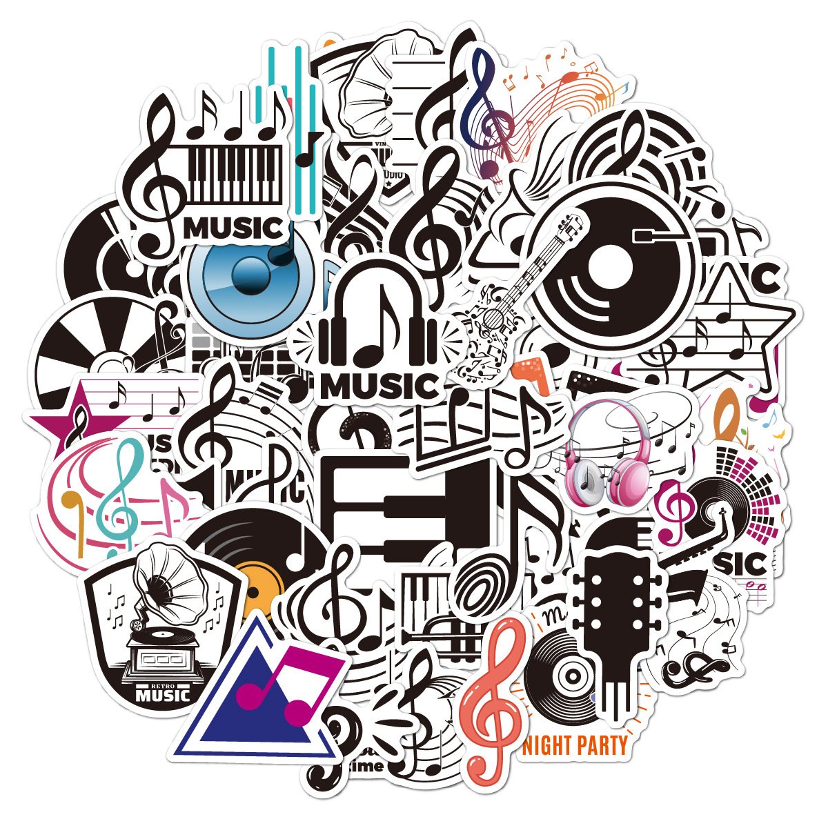 Custom Vinyl Holographic Laser Laptop Decoration Die Cut Musical Note Cartoon Stickers
