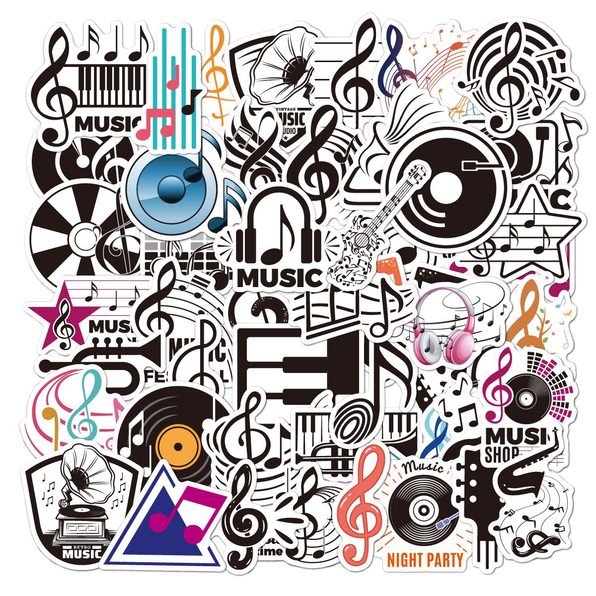Custom Vinyl Holographic Laser Laptop Decoration Die Cut Musical Note Cartoon Stickers