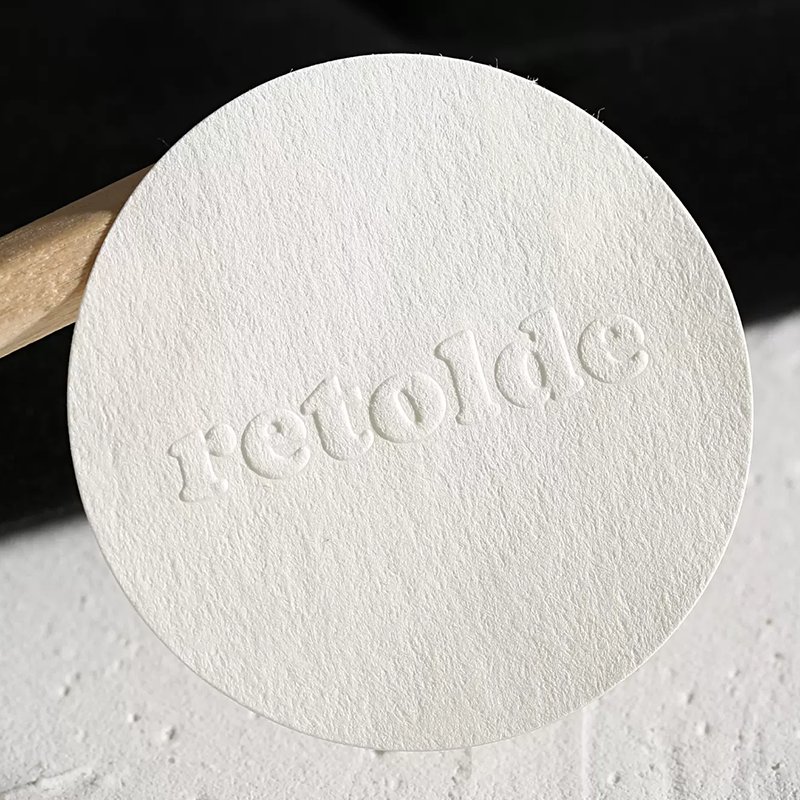 Custom Hight Quality Art Textured Paper Embossed Label Stickers
