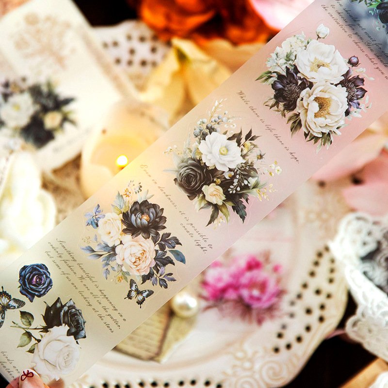 3M/Roll PET long loop tape Flower will bloom along the road series Matte floral handbook material stickers