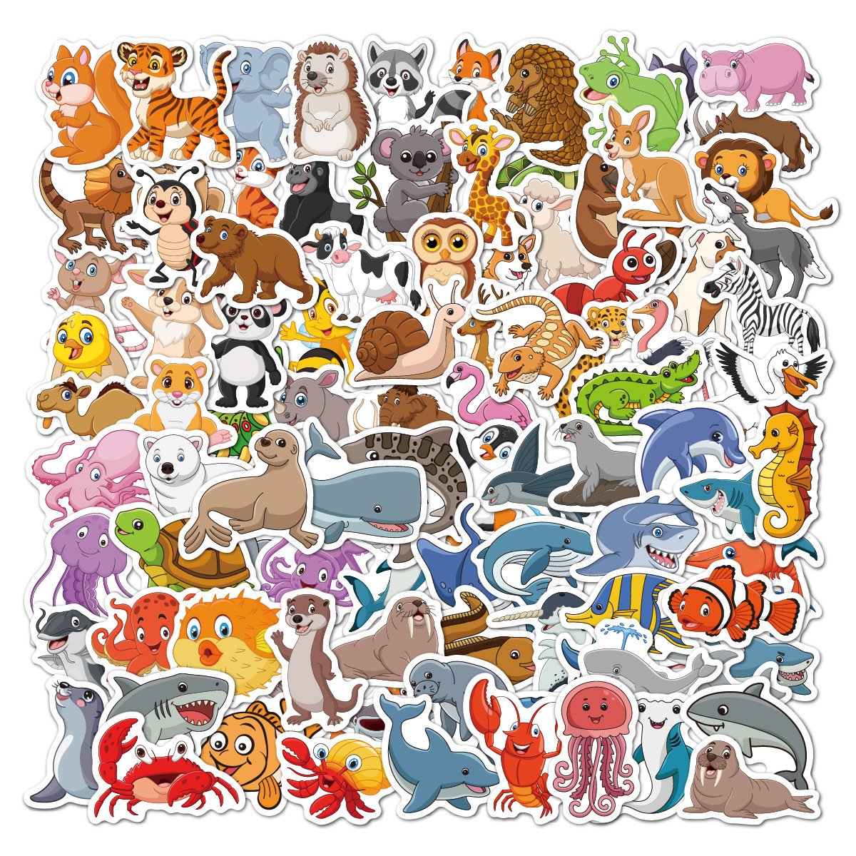 100Pcs Cute Animal Vinyl Cartoon Stickers for Kids Home Decoration on Laptop Skateboard Water Bottles Computer & Phone