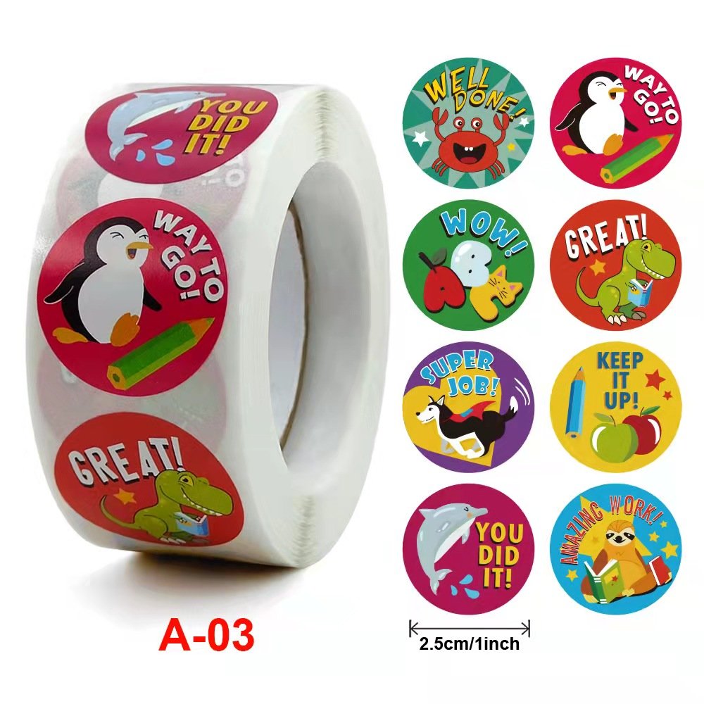 Custom Personalized Waterproof Cute Vinyl Label Teacher Reward Sticker Animal motivational Stickers