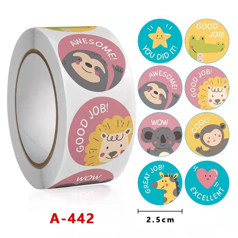 Custom Personalized Waterproof Cute Vinyl Label Teacher Reward Sticker Animal motivational Stickers