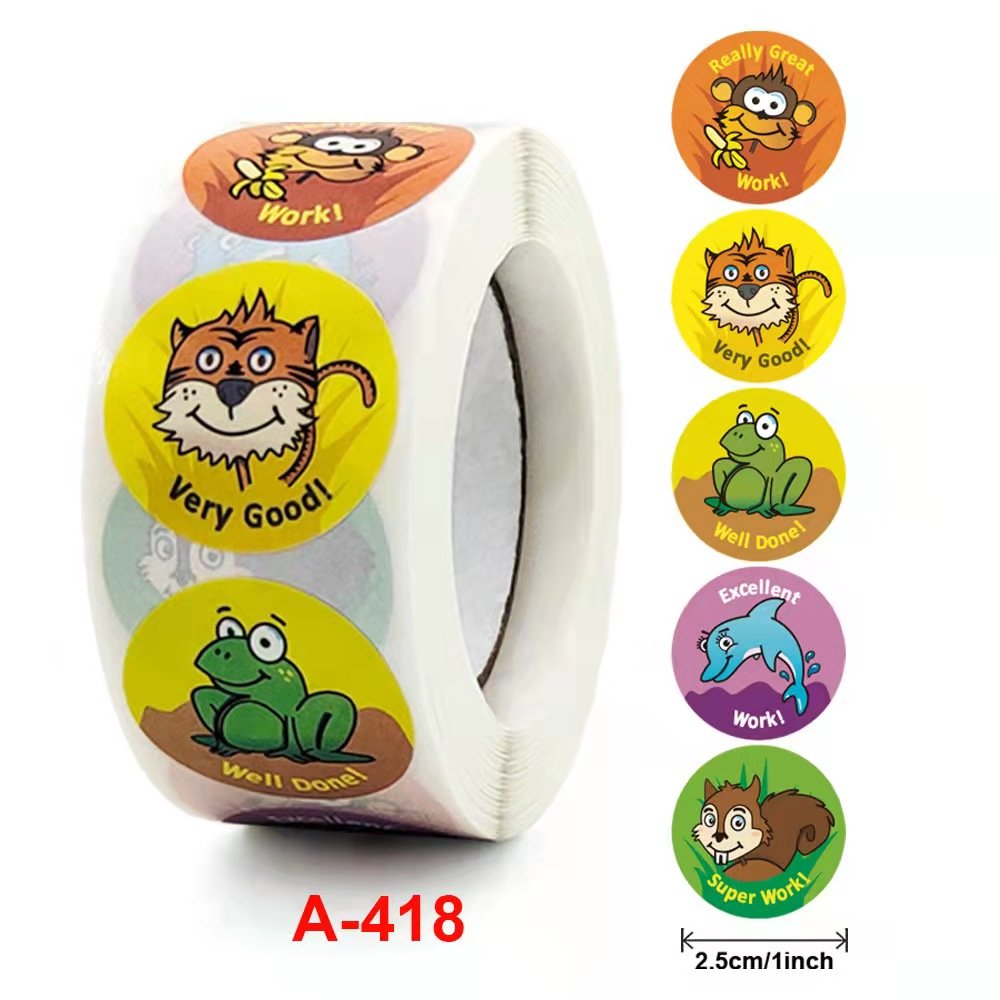 Custom Personalized Waterproof Cute Vinyl Label Teacher Reward Sticker Animal motivational Stickers