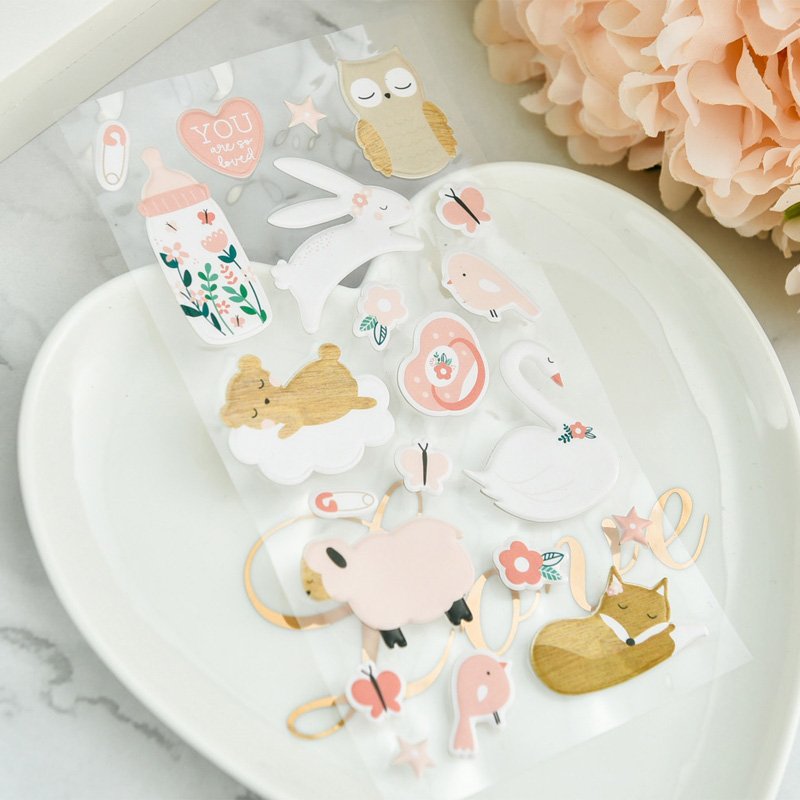 High quality 3D pu leather cute puffy sticker custom for kids decorative cartoon sticker owl animal sticker