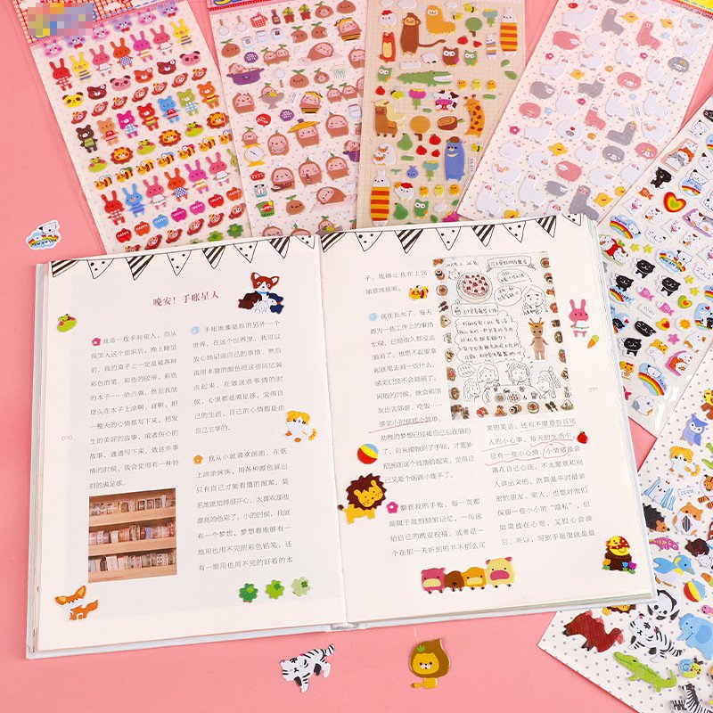 Wholesale Cute Cartoon Decorative 3D Bubble Sticker Puffy Deco Stationery Pop Up Scrapbook Planner Stickers For Kids Craft Gift