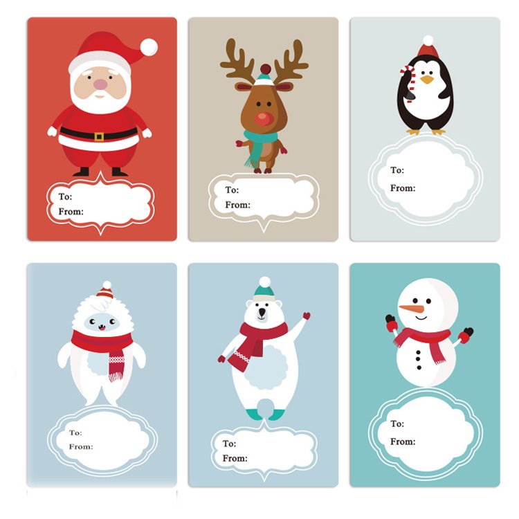 Merry Christmas logo printing vinyl pvc holographic decoration custom die cut packing adhesive waterproof roll label stickers