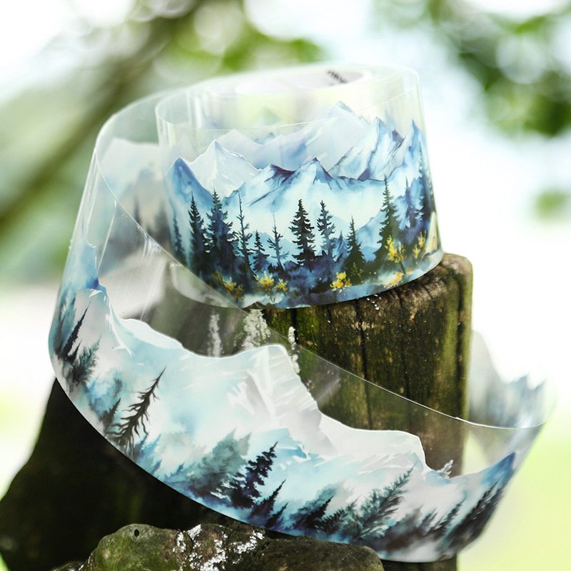 45mm * 2m adhesive tape mountain forest path series plant landscaping ledger DIY collage European style base decoration 6 styles