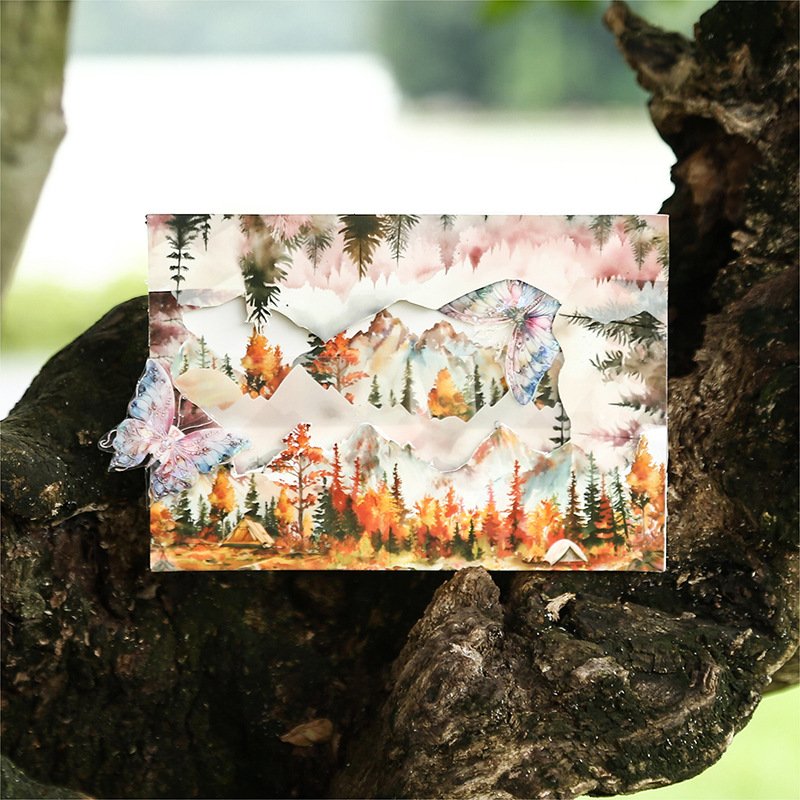 45mm * 2m adhesive tape mountain forest path series plant landscaping ledger DIY collage European style base decoration 6 styles