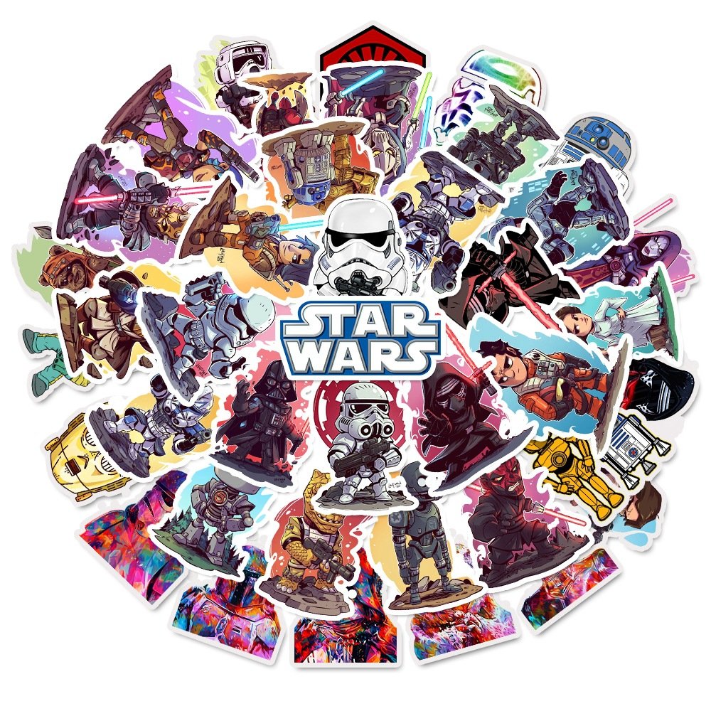 Wowei 50 Star Graffiti Stickers Cool Motorcycle Luggage Trolley Case Notebook Guitar Waterproof Stickers