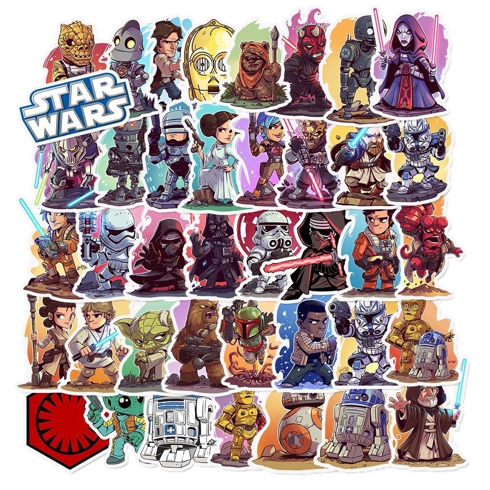 Wowei 50 Star Graffiti Stickers Cool Motorcycle Luggage Trolley Case Notebook Guitar Waterproof Stickers