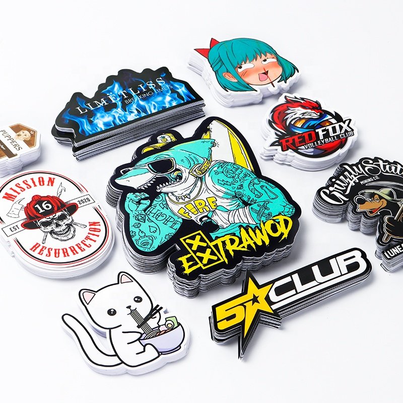 Custom printing brand logo sticker vinyl label cute cartoon die cut sticker laser holographic sticker die cut