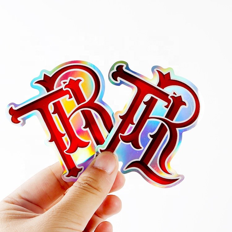 Custom printing brand logo sticker vinyl label cute cartoon die cut sticker laser holographic sticker die cut